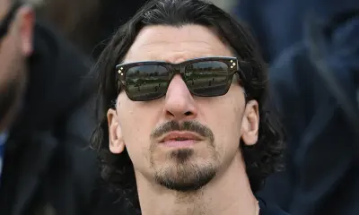 Zlatan Ibrahimovic sugli spalti dell’Arena Civica, con occhiali da sole, a guardare la finale di Coppa Italia Primavera tra Milan e Cagliari