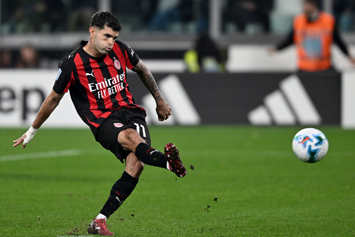 Rigore fallito da Christian Pulisic in Juventus-Milan di Serie A allo Juventus Stadium